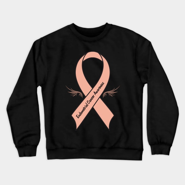 Endometrial Cancer Ribbon of Hope with Wings Crewneck Sweatshirt by PenguinCornerStore